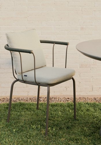 KAVE HOME Salguer havestol, m. beige hynder - grn reb og brun stl