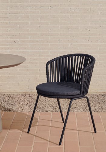 KAVE HOME Saconca havestol, m. hynde - sort reb og stl