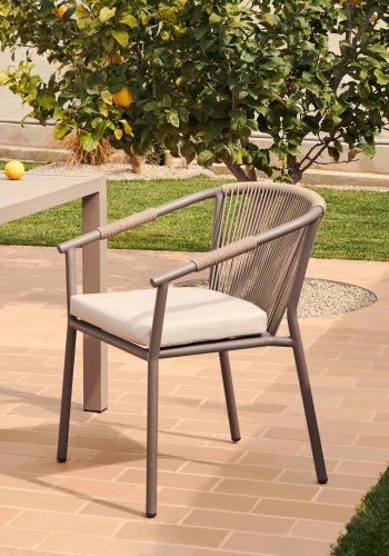 KAVE HOME Xelida havestol, m. beige stofhynde - brun reb og brun aluminium