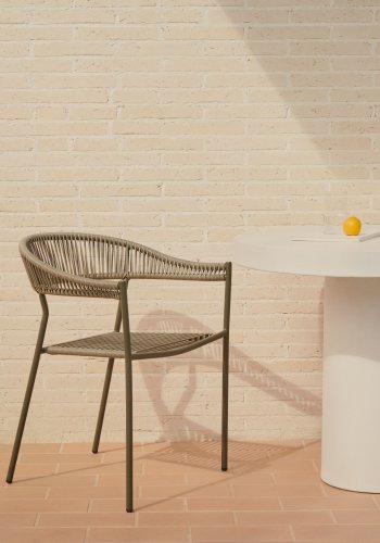 KAVE HOME Futadera havestol, m. armln - grn syntetisk flet og grn stl