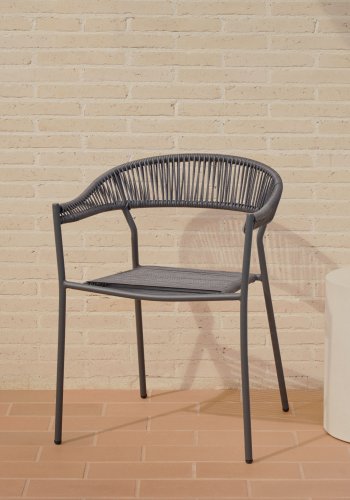 KAVE HOME Futadera havestol, m. armln - gr syntetisk flet og gr stl