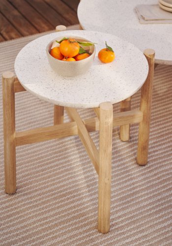 KAVE HOME Pola sidebord, rund - cement og natur eukalyptustr (50)