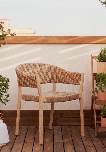 KAVE HOME Pola havestol, m. armln - natur syntetisk flet og eukalyptustr