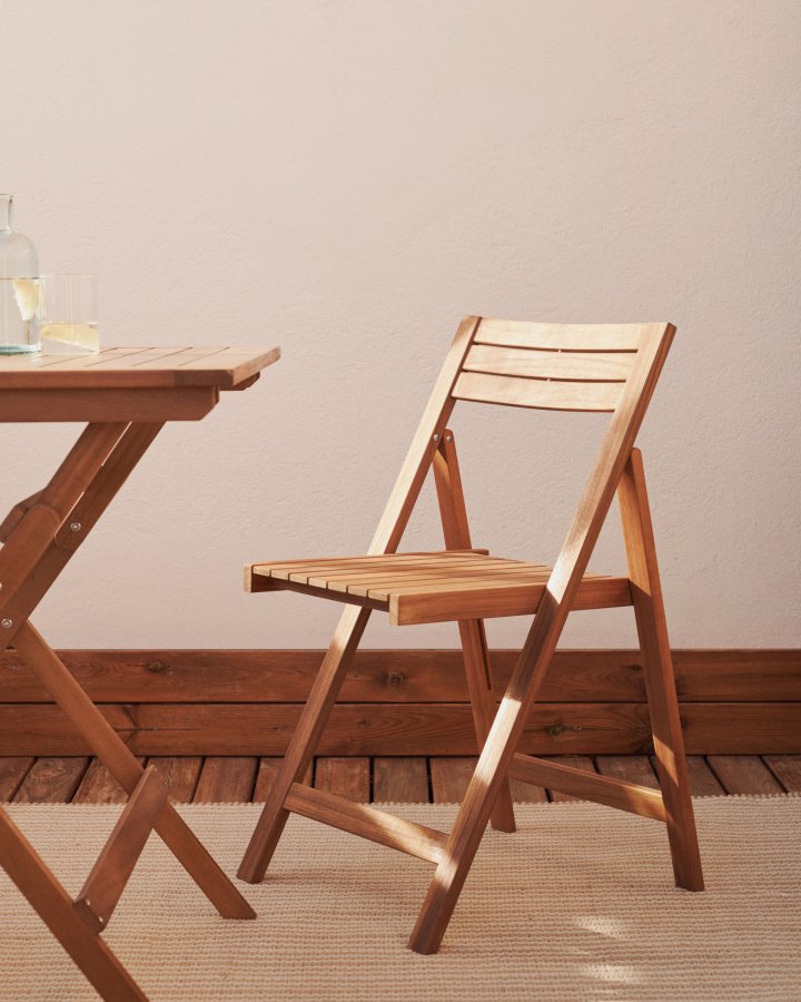 KAVE HOME Sadirar havestol, foldbar - natur akacietr