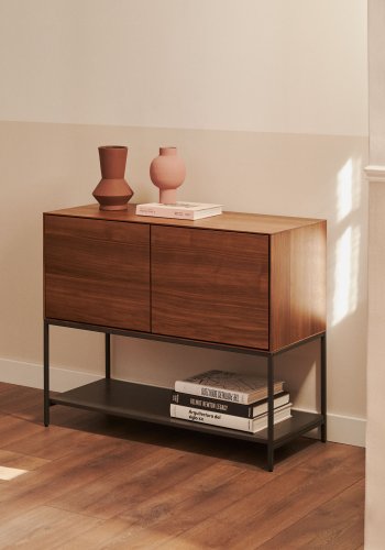 KAVE HOME Vedrana sknk, m. 2 lger og 3 hylder - brun valnddefiner og sort stl