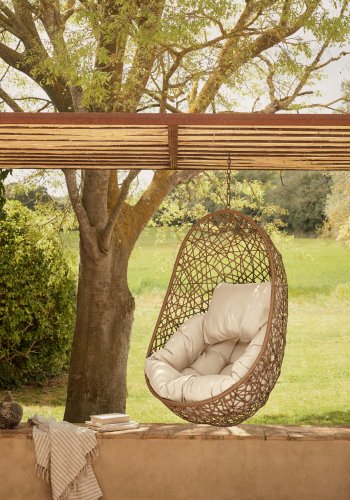 KAVE HOME Florina hngestol, m. hynder - polyester og brun polyrattan