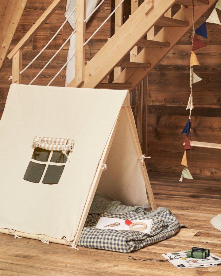 KAVE HOME Yanil tipi-telt i 100% hvid bomuld, 100 x 90 cm