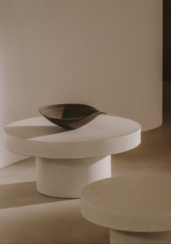 KAVE HOME Aiguablava sofabord, rund - hvid cement (90)