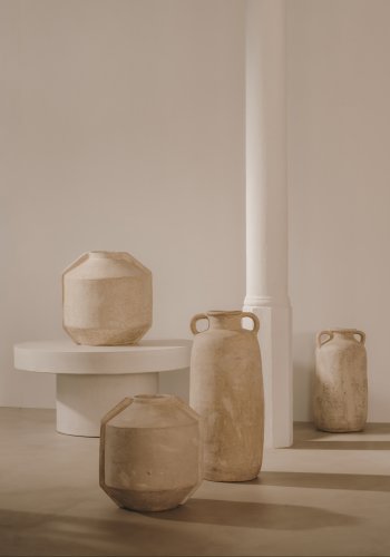 KAVE HOME Meja beige pap-maché vase 38 cm