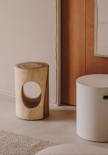 KAVE HOME Aiguablava fodsttte, rund - hvid cement (37)