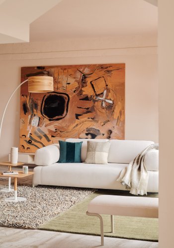 KAVE HOME Juhe gulvlampe - natur askefinér og hvid stl/marmor