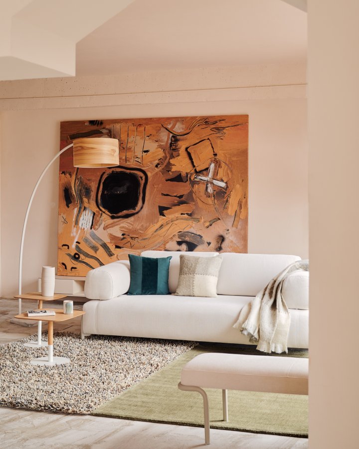 KAVE HOME Juhe gulvlampe - natur askefinér og hvid stl/marmor