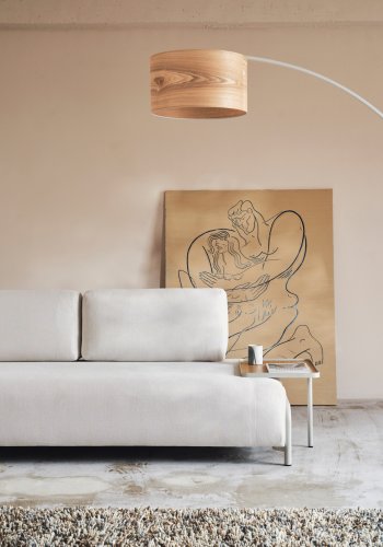 KAVE HOME Large Compo-bakke i egefiner med naturlig finish og beige metalstruktur