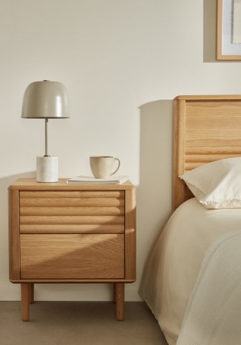 KAVE HOME Alish bordlampe - beige marmor og metal