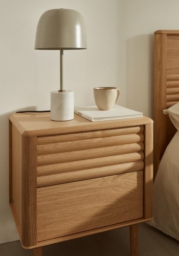 KAVE HOME Alish bordlampe - beige marmor og metal