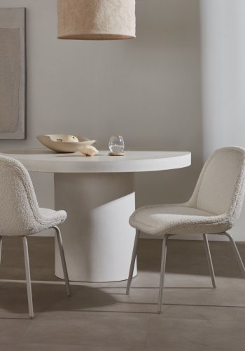 KAVE HOME Aiguablava spisebord, rund - hvid cement (120)