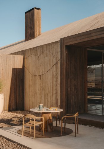 KAVE HOME Glynis havestol m. armln - beige reb og natur eukalyptustr