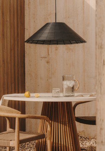 KAVE HOME Saranella sort syntetisk rattan loftslampeskrm 70 cm