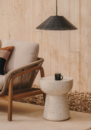 KAVE HOME Saranella sort syntetisk rattan loftlampeskrm  50 cm