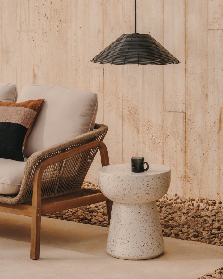 KAVE HOME Saranella sort syntetisk rattan loftlampeskrm  50 cm