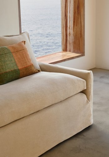 KAVE HOME Zenira sofa med aftageligt betrk og beige hynder i bomuld og hr, 230 cm