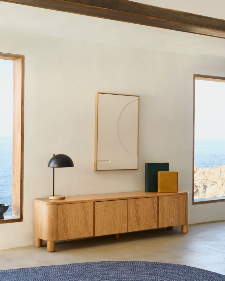 KAVE HOME Salaya TV stativ i ask krydsfiner, 200 cm x 52 cm