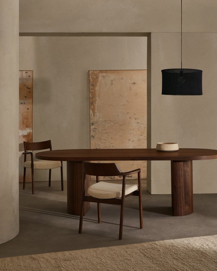 KAVE HOME Nealy bord med valnddefiner i mrk finish, 200 x 100 cm