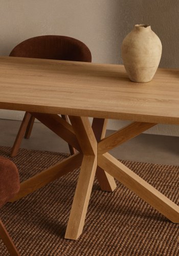 KAVE HOME Argo spisebord, rektangulr - natur melamin og natur stl med treffekt (180x100)