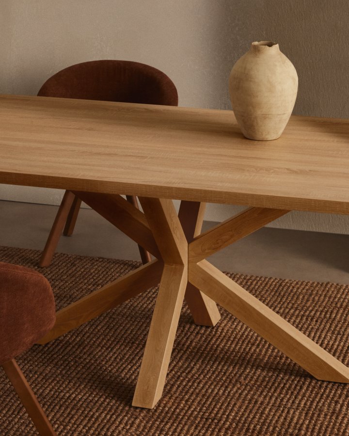 KAVE HOME Argo spisebord, rektangulr - natur melamin og natur stl med treffekt (180x100)