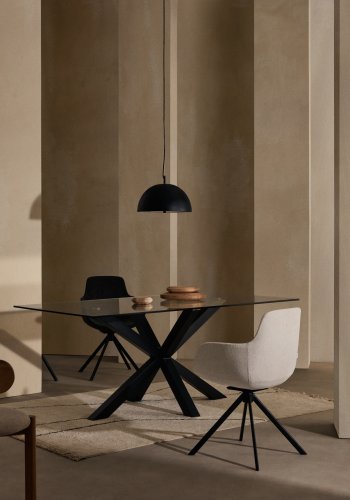 KAVE HOME Arya spisebord - klar glas og sort stl (160x90)