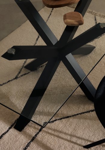 KAVE HOME Argo spisebord, rektangulr - klar glas og sort stl (180x100)