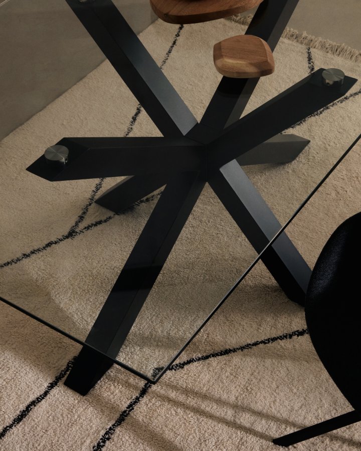 KAVE HOME Argo spisebord, rektangulr - klar glas og sort stl (180x100)