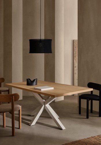 KAVE HOME Argo spisebord, rektangulr - natur melamin og hvid stl (200x100)