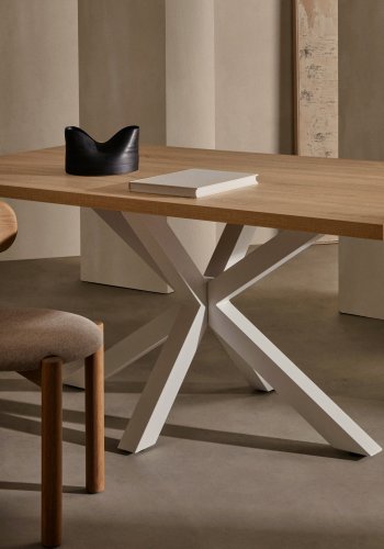 KAVE HOME Argo spisebord, rektangulr - natur melamin og hvid stl (180x100)