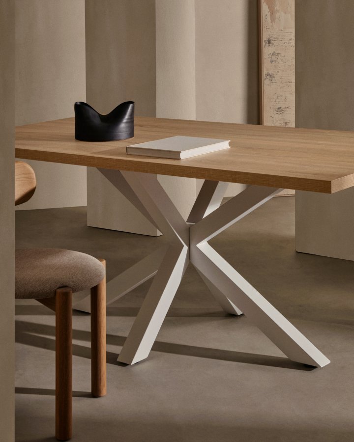 KAVE HOME Argo spisebord, rektangulr - natur melamin og hvid stl (180x100)