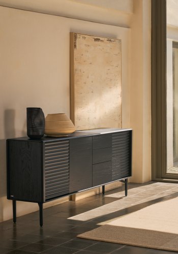 KAVE HOME Lenon sknk 3 lger og 3 skuffer massivt tr og sort egefiner 200x86cm FSC Mix Cre