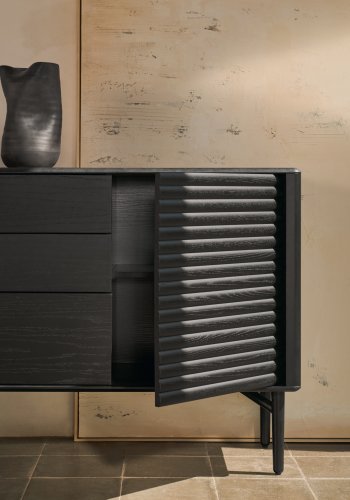 KAVE HOME Lenon sknk 3 lger og 3 skuffer massivt tr og sort egefiner 200x86cm FSC Mix Cre