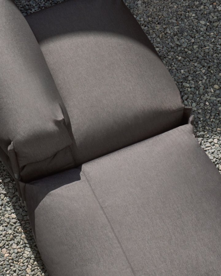 KAVE HOME Square puf modul til havesofa - mrkegr stof og sort aluminium (101x101)