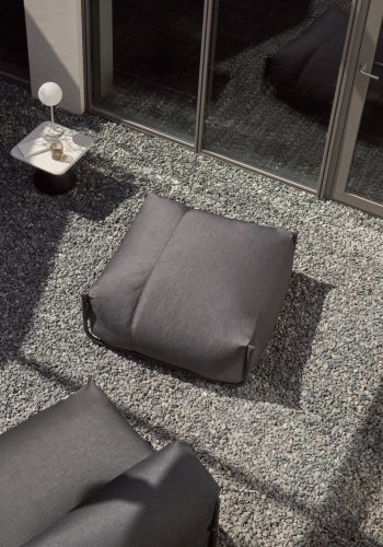 KAVE HOME Square puf modul til havesofa - mrkegr stof og sort aluminium (101x101)