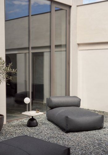 KAVE HOME Square chaiselong modul til havesofa - m. rygln - mrkegr stof, sort aluminium (165x101) 