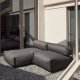 KAVE HOME Square chaiselong modul til havesofa - m. rygln - mrkegr stof, sort aluminium (165x101) 
