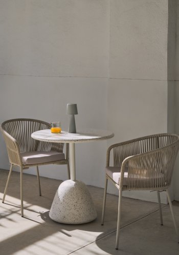 KAVE HOME Saura Bord i hvid terrazzo med hvid terrazzo plade, 75 x Ã˜70