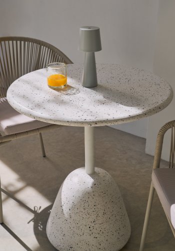 KAVE HOME Saura Bord i hvid terrazzo med hvid terrazzo plade, 75 x Ã˜70