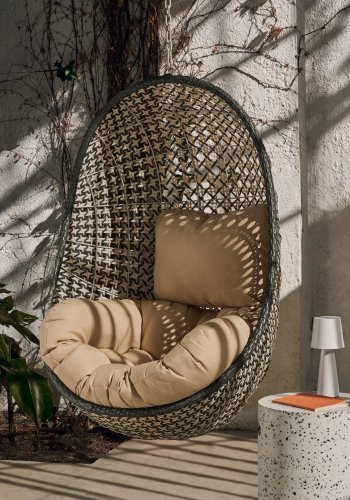 KAVE HOME Cira hngestol, m. hynder - polyester og multifarvet polyrattan