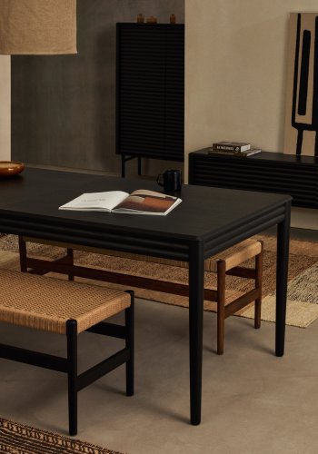 KAVE HOME Lenon udtrksbord i sort egefiner og massiv eg 200(280)x90cm FSC Mix Credit