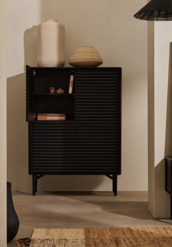 KAVE HOME Lenon hj sknk, 4 dre massivt tr og sort egefiner 104,5x144 cm FSC Mix Credit