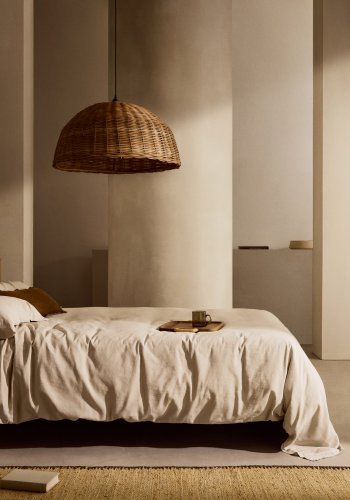 KAVE HOME Jornets loftlampeskrm i rattan i naturlig finish  80 cm