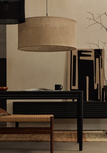 KAVE HOME Mariela loftslampeskrm i hr i beige finish 80 x 40 cm