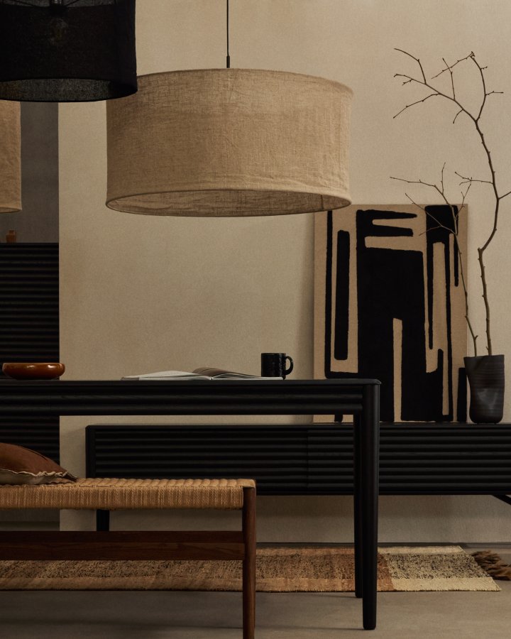 KAVE HOME Mariela loftslampeskrm i hr i beige finish 80 x 40 cm