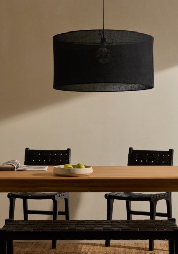 KAVE HOME Mariela loftslampeskrm i hr i sort finish  80 x 40 cm